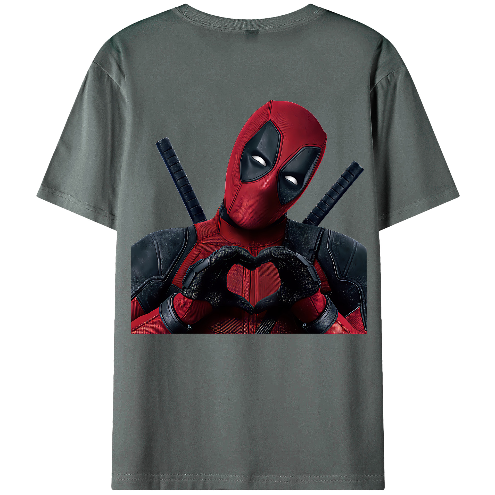 （画像用） Deadpool デッドプール 綿100％ メンズ半袖Tシャツ（バックプリント） 通気性